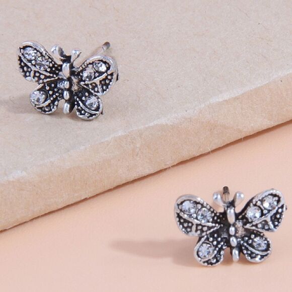 NEW CUBIC ZIRCONIA BUTTERFLY STUD EARRINGS - Picture 9 of 10